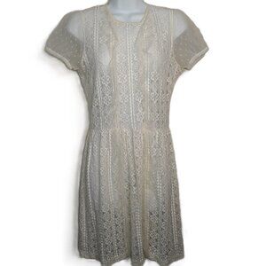Red Valentino Ivory Sheer Lace Tulle Mini Dress S Victorian Date Night Coquette